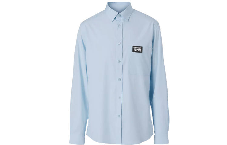 Burberry Logo Detail Stretch Cotton Poplin Shirt