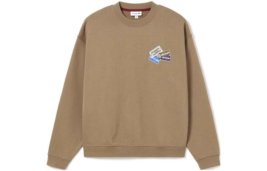 LACOSTE Sweatshirts Men's Khaki Crew Neck Moderate Other