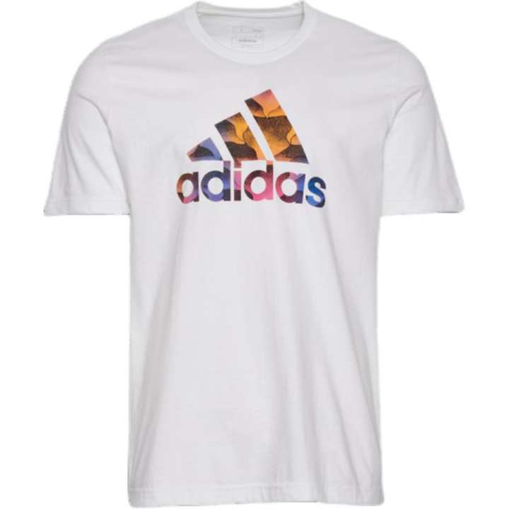 Adidas Adidas T Shirts Men's White Crew Neck Moderate Straight Fit