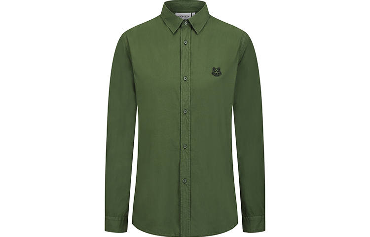 KENZO Shirts Men's Army Green Crew Neck Moderate Other