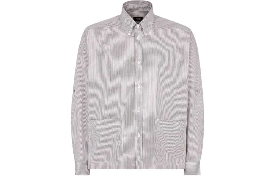 FENDI Shirts Men's Brown Pointed Collar Moderate Other
