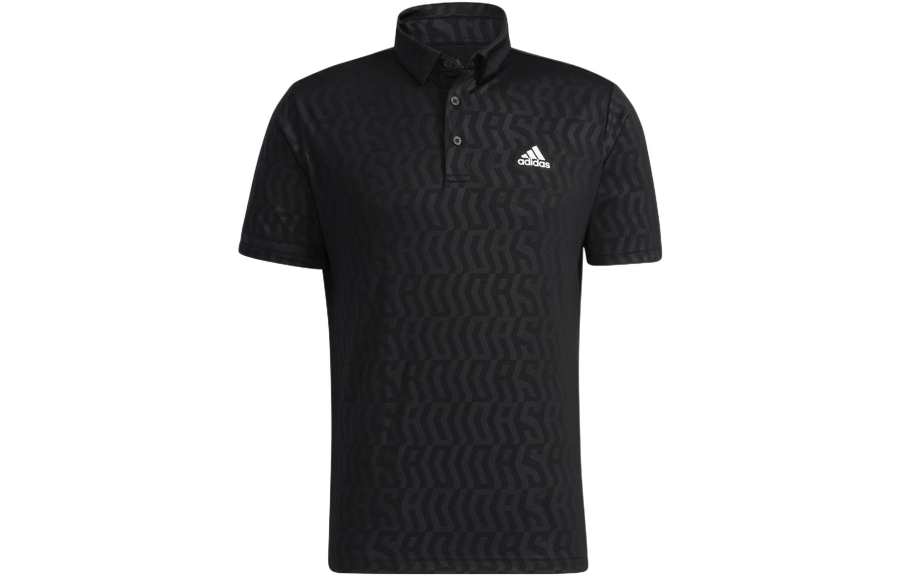 Adidas Adidas Polo Shirts Men's Black Polo Collar Moderate Straight Fit