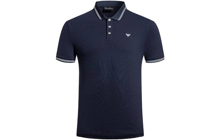 EMPORIO ARMANI Polo Shirts Men's Navy Blue Polo Collar Moderate