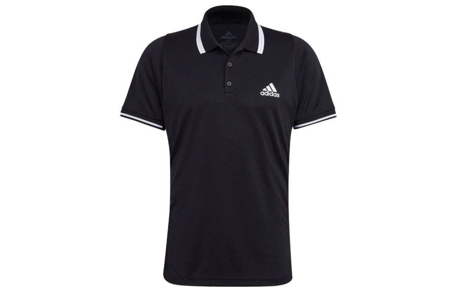 Adidas Adidas Polo Shirts Men's Black Polo Collar Moderate Straight Fit