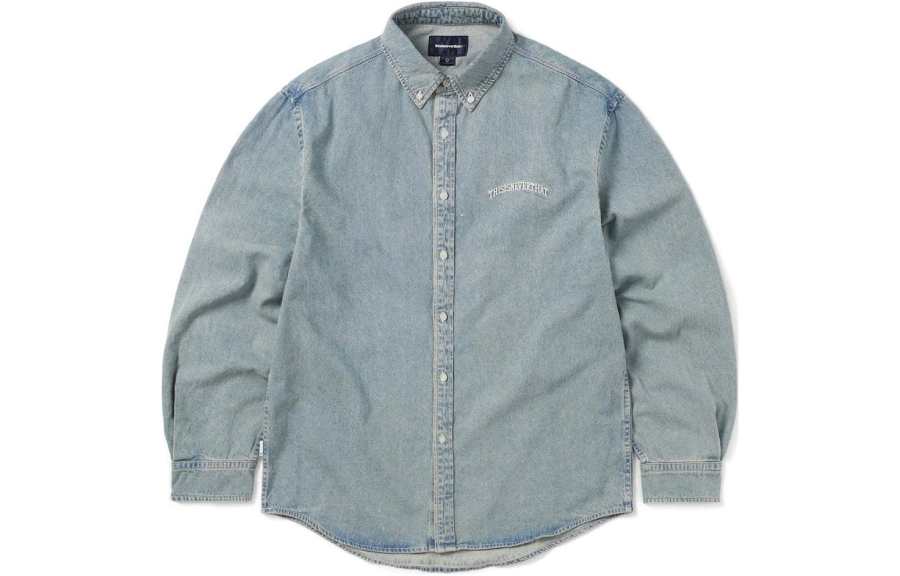 Thisisneverthat SS24 Ultras Collection Washed Denim Shirt Washed Blue Shirt Unisex Washed Blue