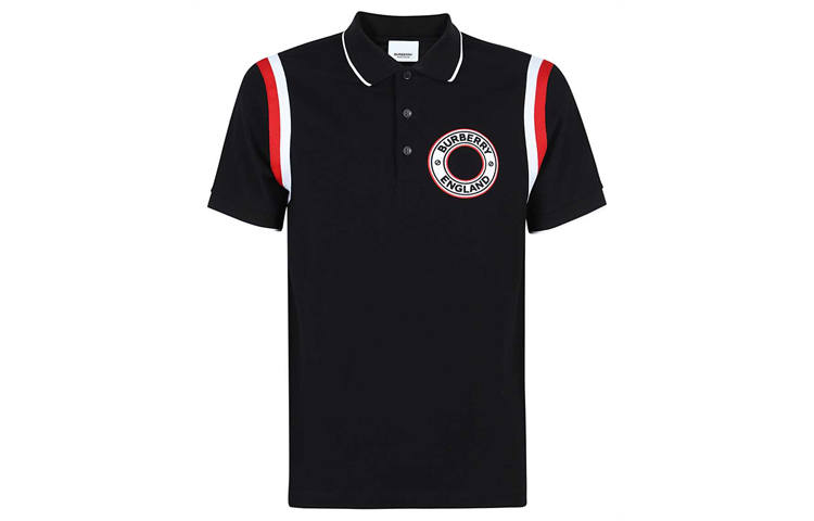 Burberry Logo Graphic Applique Cotton Polo