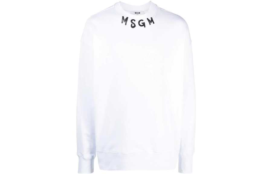 MSGM MSGM Sweatshirts Men's White Crew Neck Moderate Regular