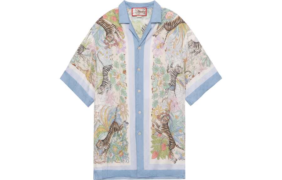 GUCCI SS22 Shirt Men's Ivory Blue