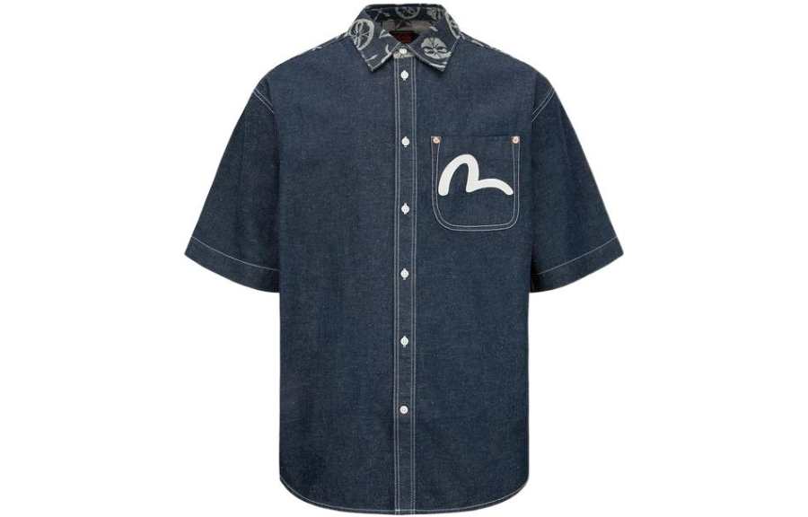 EVISU EVISU Shirts Men's Denim Blue Lapel Moderate Other