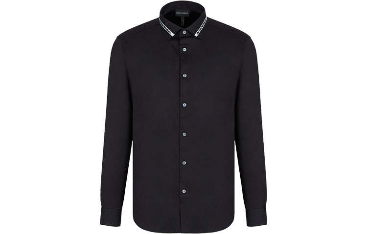 EMPORIO ARMANI EMPORIO ARMANI Shirts Men's Black Lapel Moderate Other