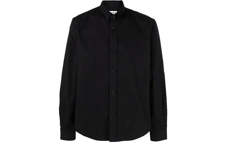 KENZO Shirts Men's Black Lapel Moderate Shirt