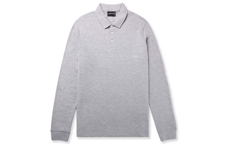 EMPORIO ARMANI Polo Shirts Men's Gray Polo Collar Moderate Straight Fit