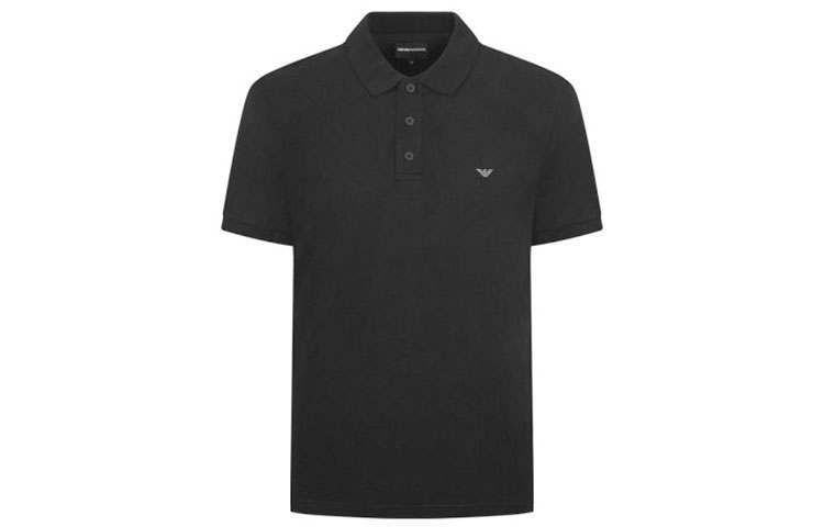 EMPORIO ARMANI Polo Shirts Men's Black Polo Collar Moderate Straight Fit