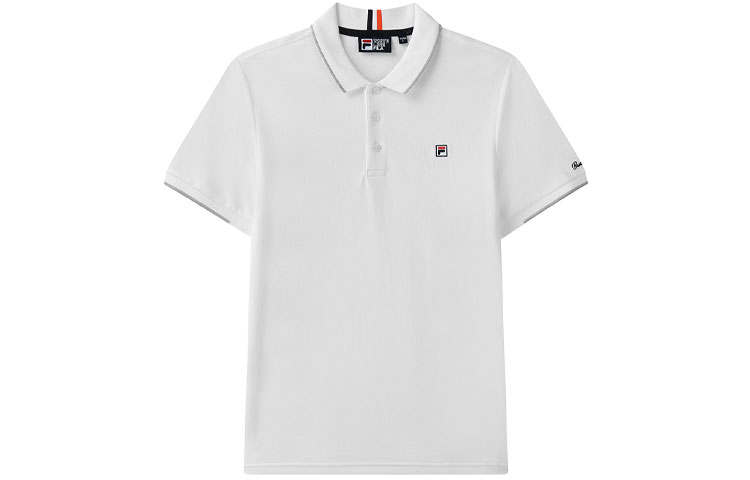FILA Polo Shirts Men's White Polo Collar Moderate Straight Fit