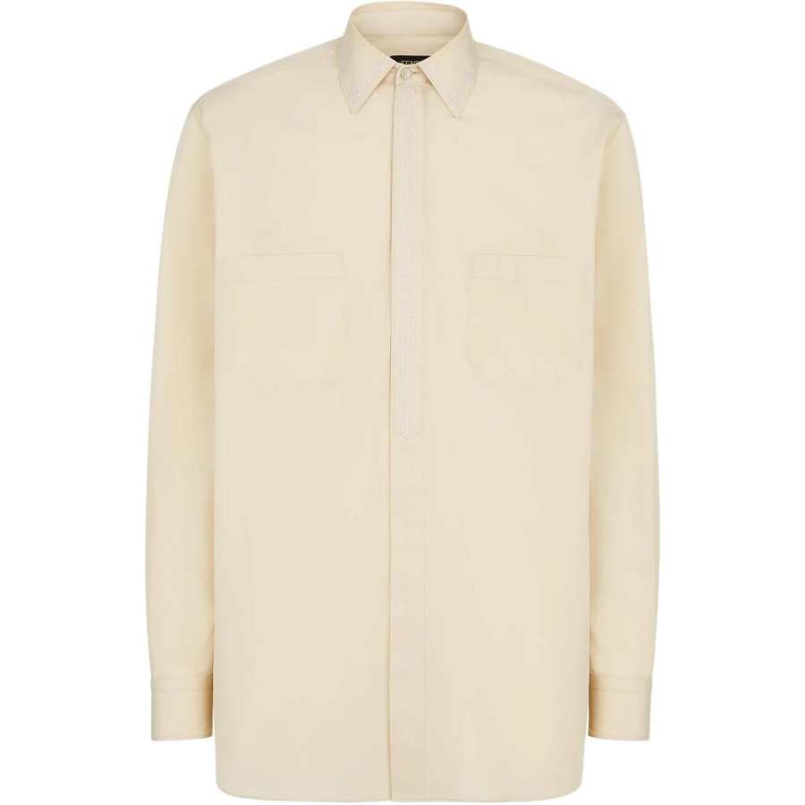 FENDI Shirts Men's Beige Lapel Moderate