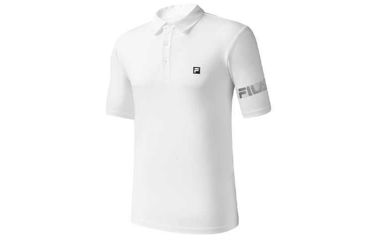 FILA Polo Shirts Men's White Polo Collar Moderate Straight Fit