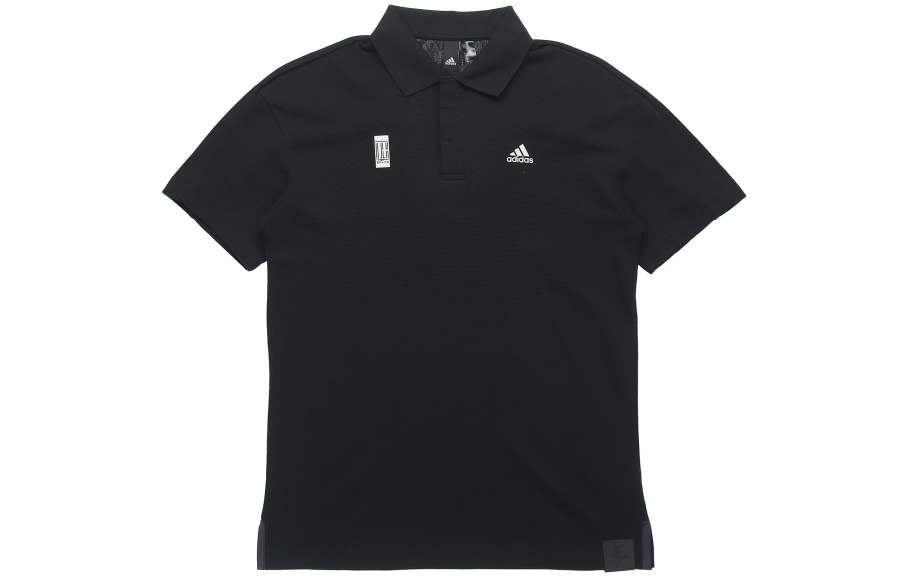 Adidas Adidas Polo Shirts Men's Black Polo Collar Moderate Straight Fit