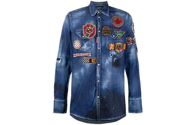 DSQUARED 2 DSQUARED 2 Shirts Men's Blue Lapel Moderate Denim