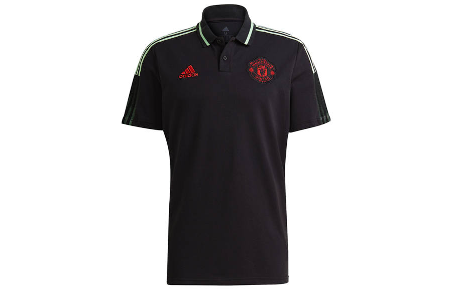 Adidas Adidas Manchester United Polo Shirts Men's Black Polo Collar Moderate Straight Fit