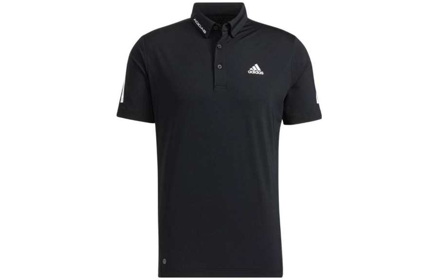 Adidas Adidas Polo Shirts Men's Black Polo Collar Moderate Straight Fit