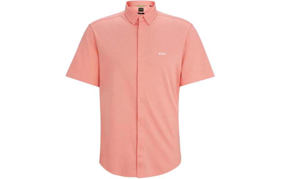 HUGO BOSS Regular Fit Shirt In Cotton Piqué Jersey Shirt Men's Orange