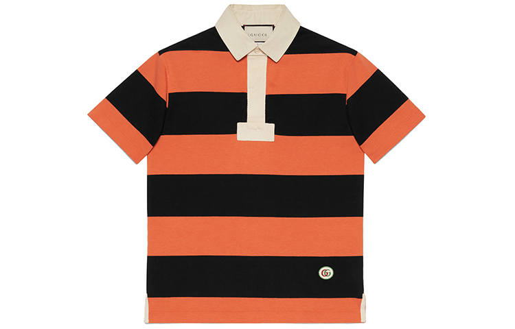 GUCCI Polo Shirts Men's Orange Polo Collar Moderate