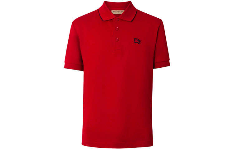 Burberry Polo Shirts Men's Red Polo Collar Moderate Straight Fit