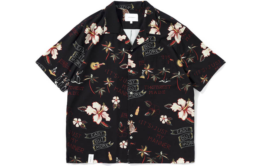 714STREET Shirts Men's Cuban Collar Thin