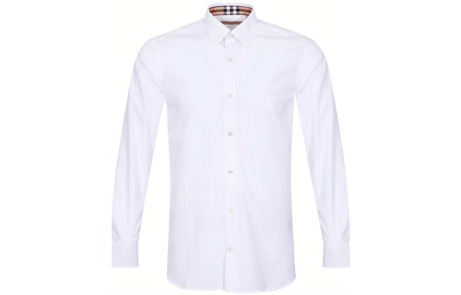 Burberry Shirts Men's White Lapel Moderate Shirt