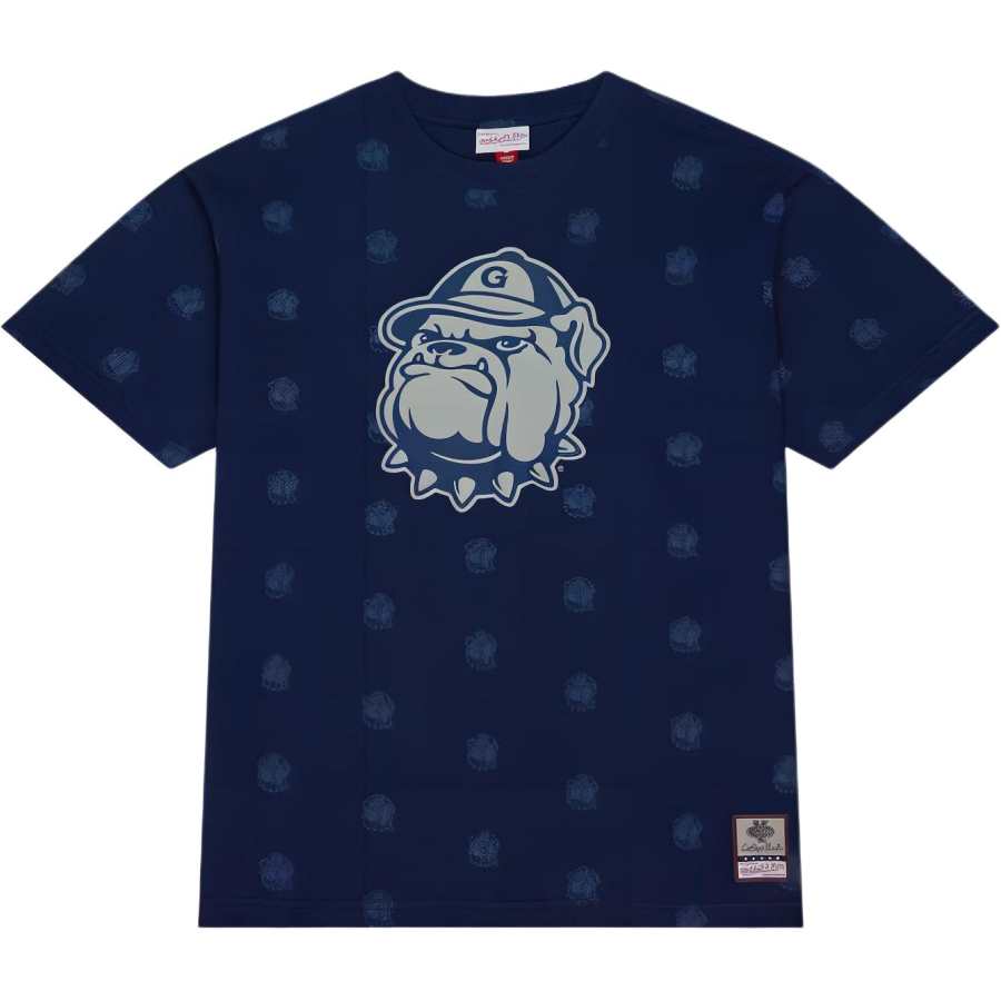 Mitchell Ness T Shirts Men's Dark Blue Crew Neck Moderate Straight Fit