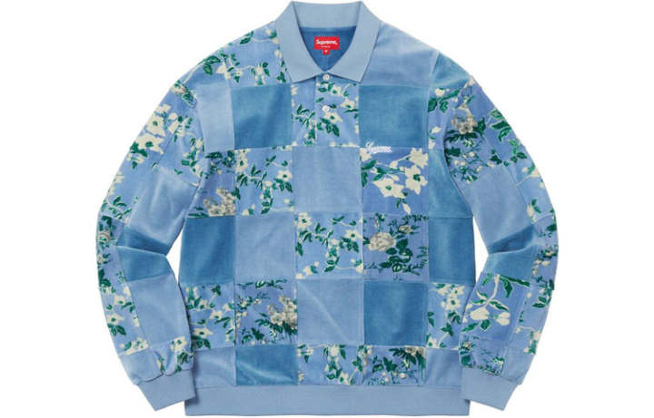 Supreme Supreme Floral Patchwork Velour L/S Polo