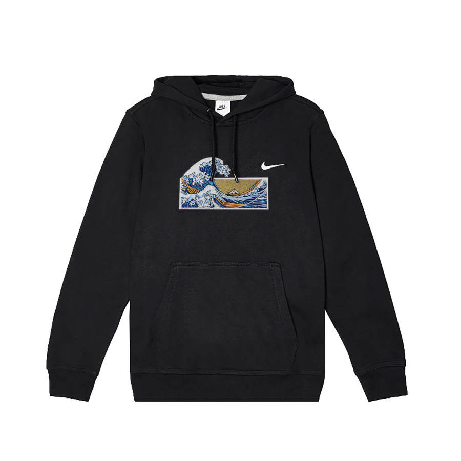 Nike Nike GenerAtIon Kanagawa Surfing Computers Embroidery Hooded Fleece Lined Comfortable Long Sleeved Sweatshirt Men's