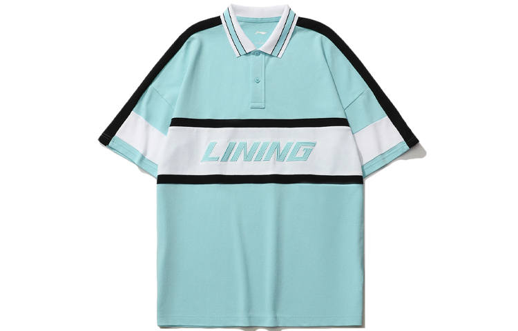 Li-Ning Li Ning Sports Fashion Collection Polo Shirts Men's Clearwater Blue Polo Collar Moderate Straight Fit