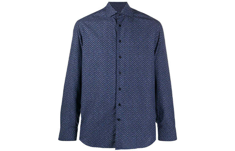 ETRO Shirts Men's Blue Square Collar Moderate Shirt