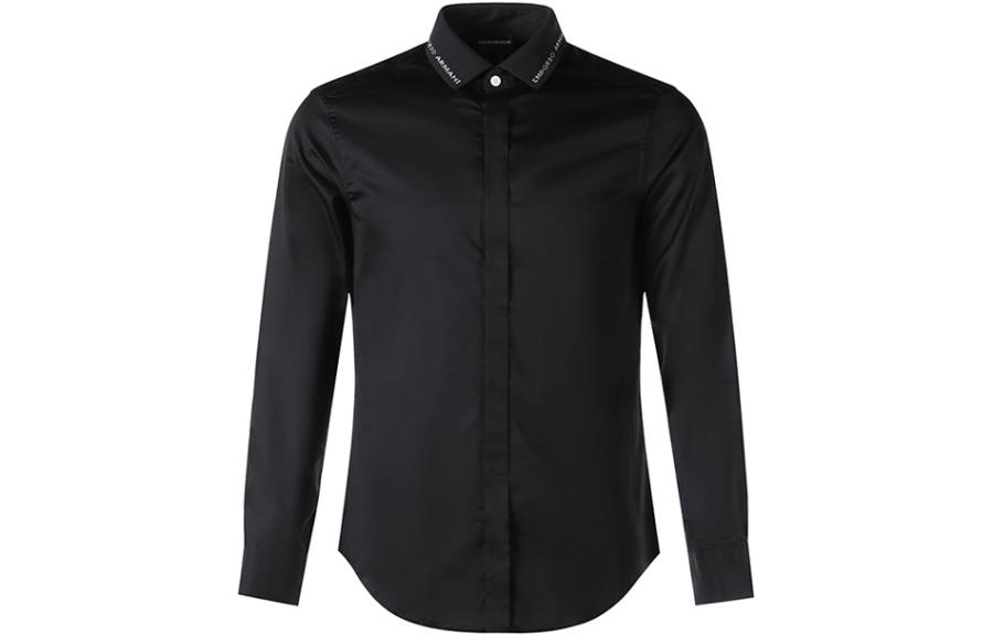 EMPORIO ARMANI Shirts Men's Black Square Collar Moderate Shirt