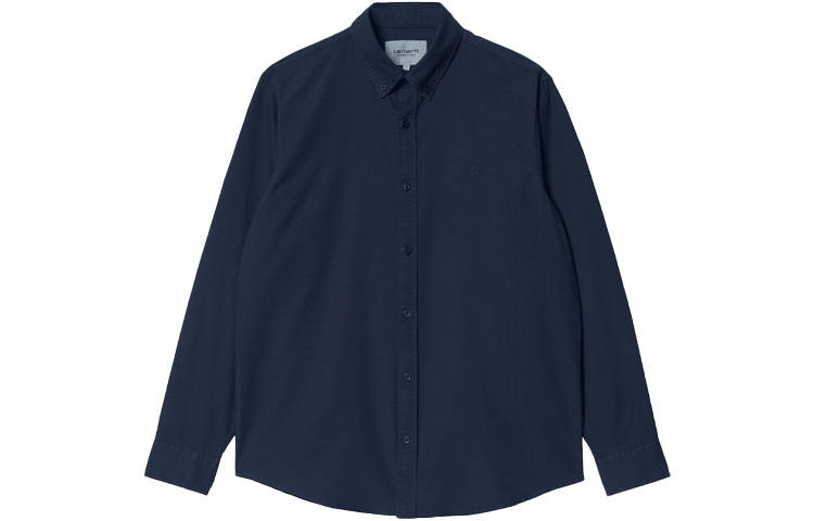 Carhartt WIP Shirts Men's Dark Marine Blue Pointed Collar Moderate Shirt