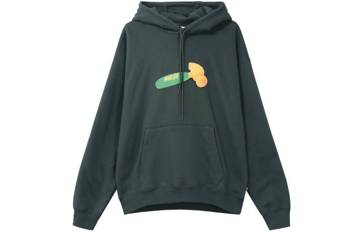 Nike Nike SB Print Crew Neck Casual Thickened And Fleece Lined Sweatshirt Men's Dark Jungle Green