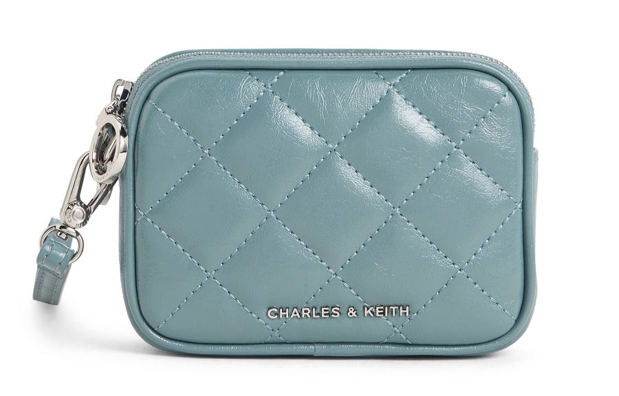 CHARLES&KEITH Pu Wallet Mini Women's Black/Cream Milk White/Pink/Slate Blue Gray Blue