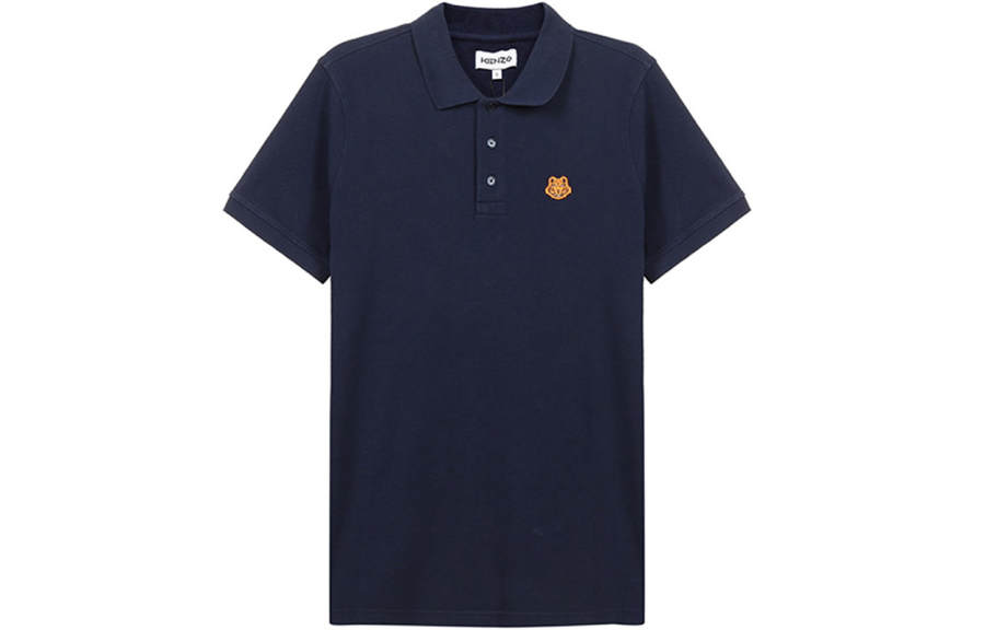 KENZO Classic Tiger Head Polo Shirts Men's Dark Blue Polo Collar Moderate