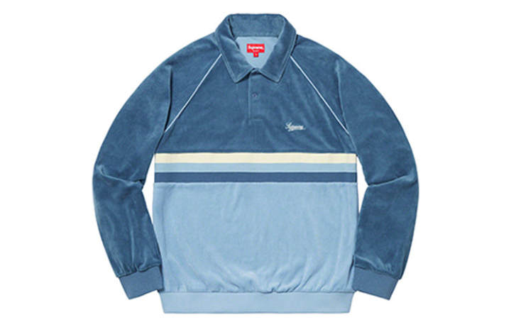 Supreme Supreme Stripe Velour Raglan L/S Polo