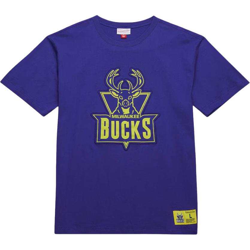 Mitchell Ness x NBA Milwaukee Bucks Neon Nights Premium T Shirt Men's Purple