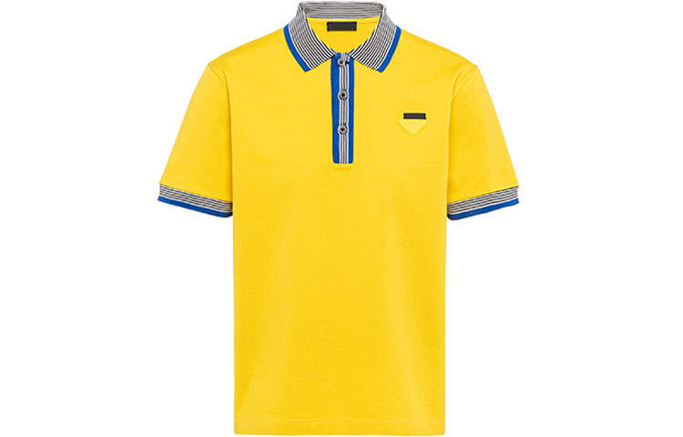 PRADA PRADA Polo Shirts Men's Yellow Polo Collar Moderate