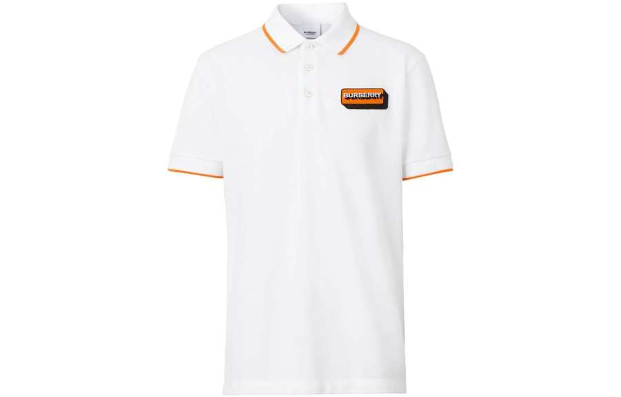 Burberry Logo Applique Cotton Pique Polo Shirt