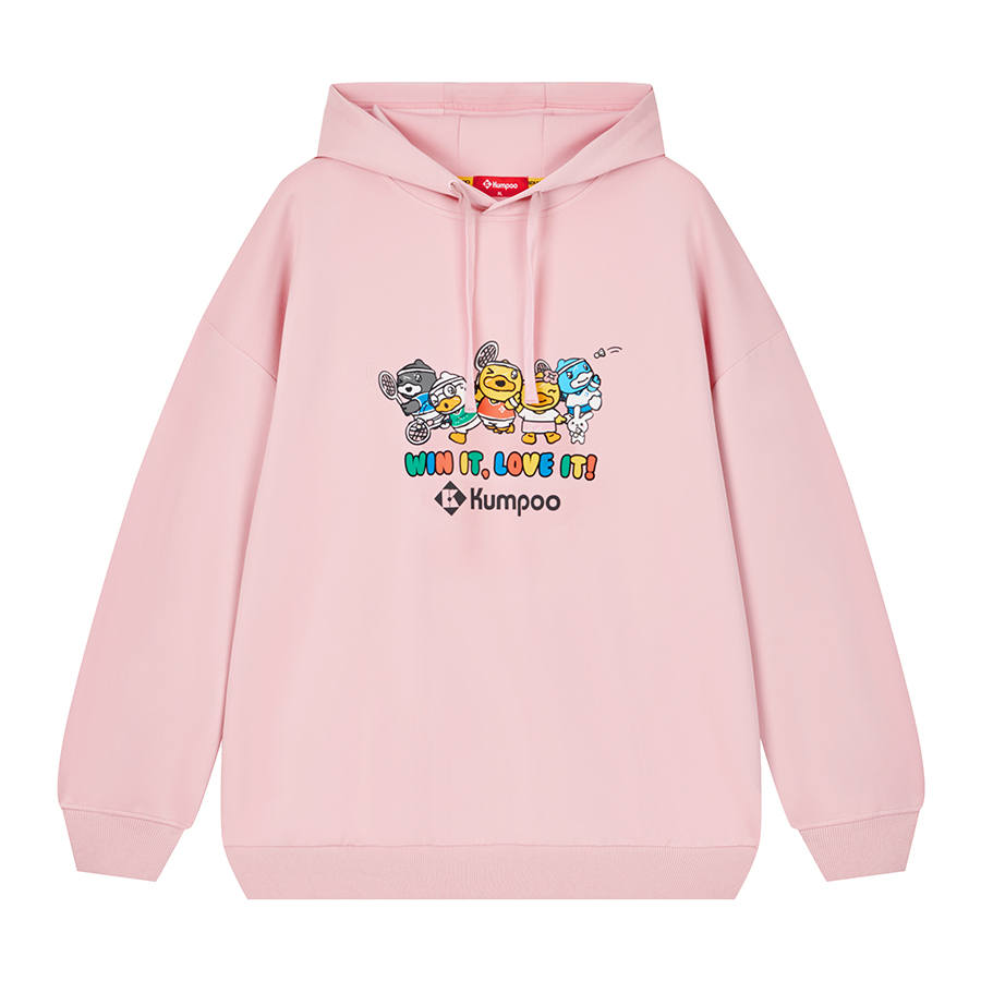 KUMPOO Sweatshirts Unisex Pink Hooded Moderate Regular