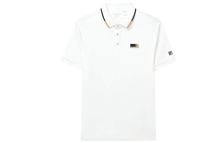 FILA Polo Shirts Men's White Polo Collar Moderate Straight Fit