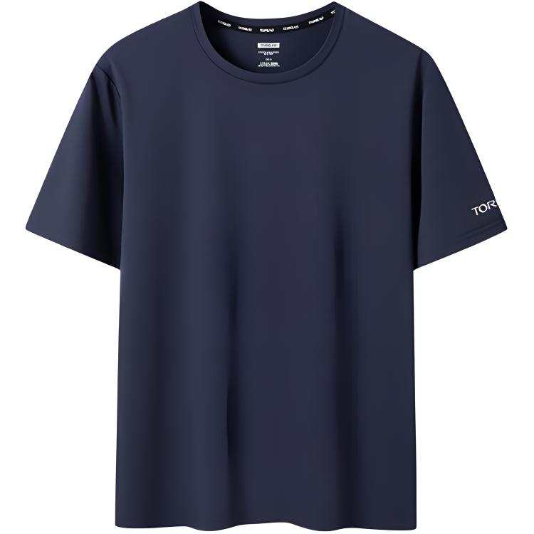 TOREAD T Shirts Men's Navy Blue Crew Neck Moderate Straight Fit