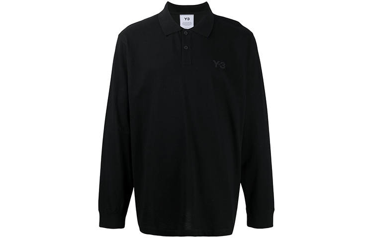 Y-3 Y 3 Polo Shirts Men's Black Polo Collar Moderate Straight Fit