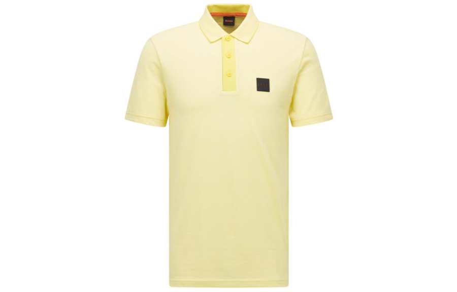 HUGO BOSS Polo Shirts Men's Yellow Polo Collar Moderate
