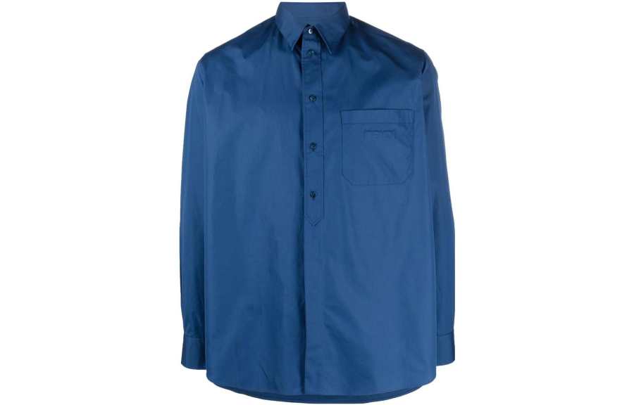 FENDI Shirts Men's Blue Pointed Collar Moderate