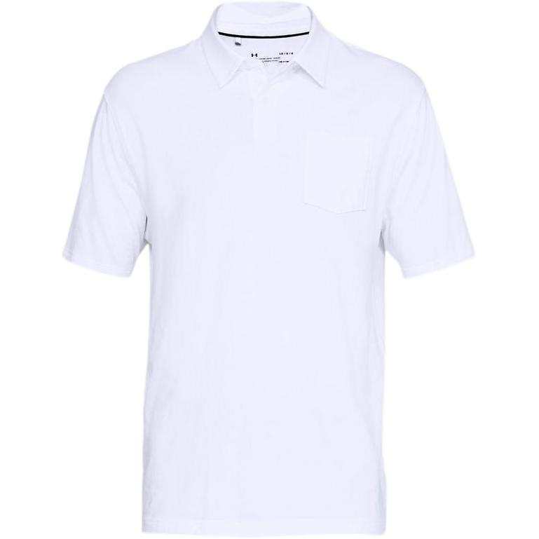 Under Armour Polo Shirts Men's White Polo Collar Moderate Straight Fit
